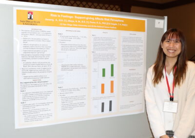 Student stands by her poster