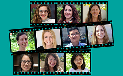 Collage of 10 headshots of faculty in simulated film transparencies.