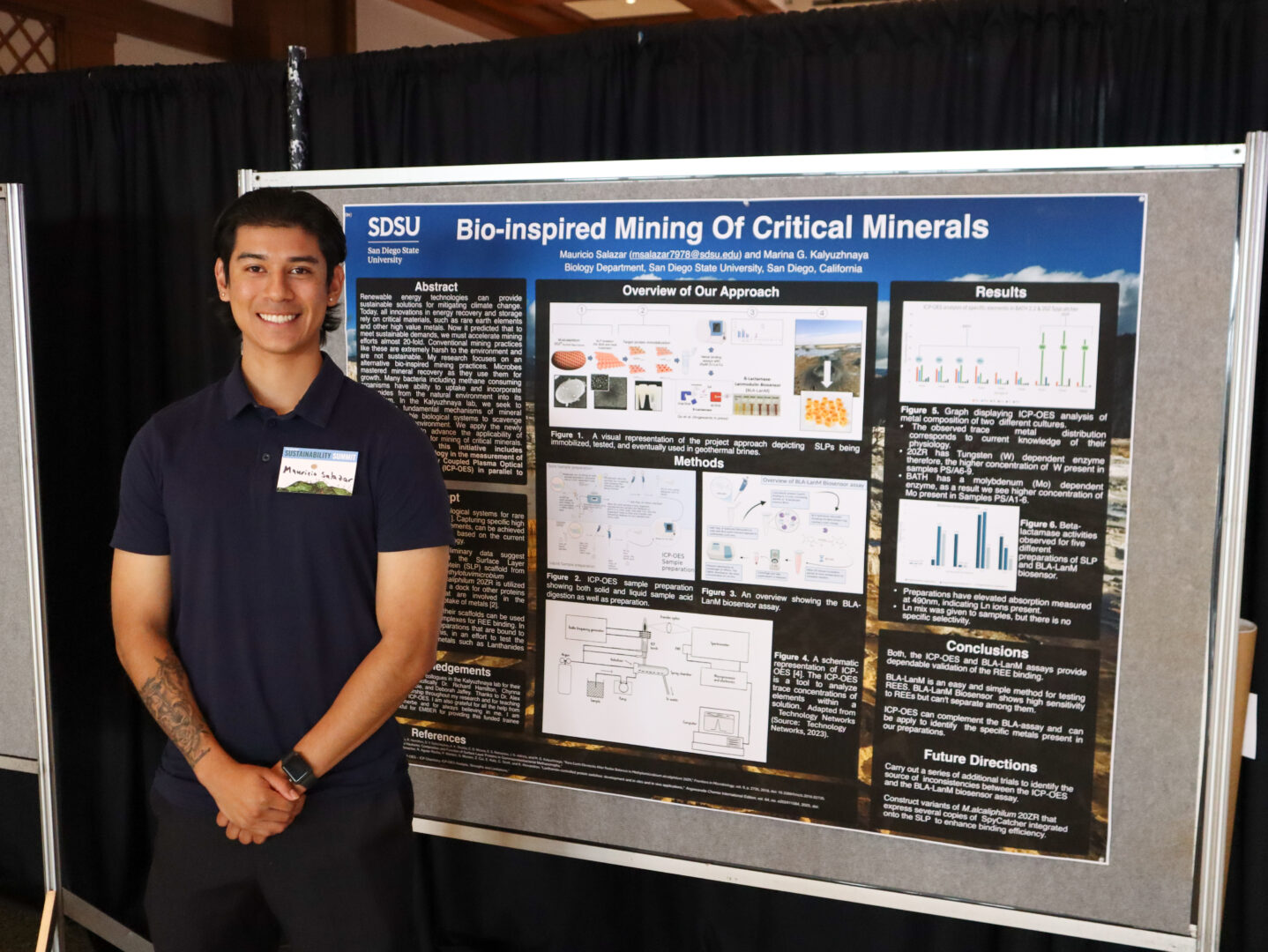 A student presents a research poster at the 2025 Sustainability Summit